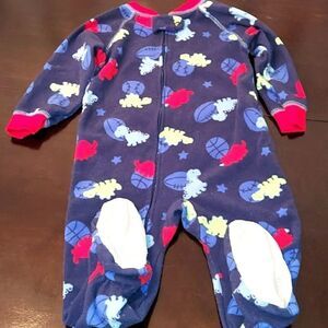 Carter's Blue Dinosaur Footed Pajamas 18M